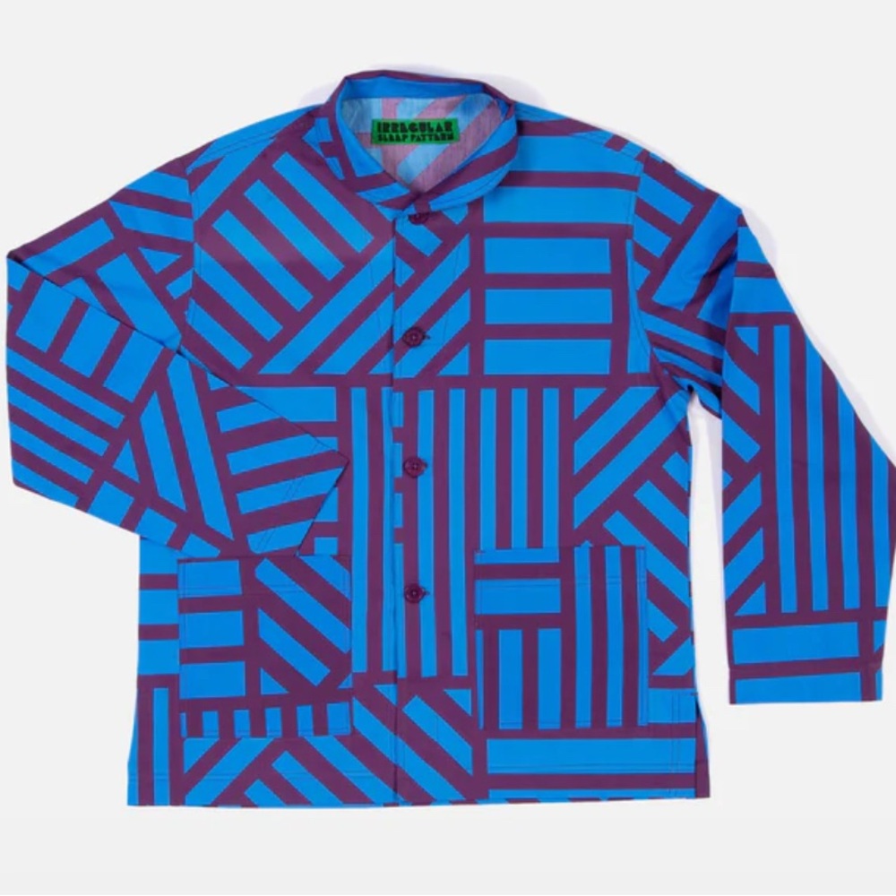 UK brand Irregular Sleep Partern- Blue & Purple Striped Casual Button Down pjs